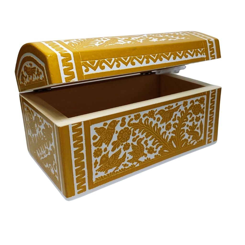 Caja Olinalá Baúl Grande Rayado Vacío