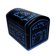 Caja Olinalá Baúl Mediano Rayado Vacío (Azul Marino-Azul Claro) Patos