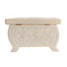 Caja Olinalá Marrana Grande Rayado Vacío (Beige-Blanco-Flores a Color)