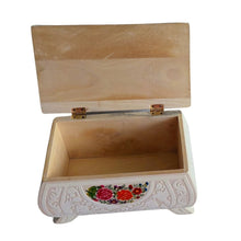 Caja Olinalá Marrana Grande Rayado Vacío (Beige-Blanco-Flores a Color)