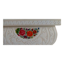 Caja Olinalá Marrana Grande Rayado Vacío (Beige-Blanco-Flores a Color)