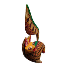 Alebrije Gato Grecas #30 Oaxaca (Mostaza-Negro-Verde)  (Madera de Copal)
