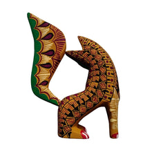 Alebrije Gato Grecas #30 Oaxaca (Mostaza-Negro-Verde)  (Madera de Copal)