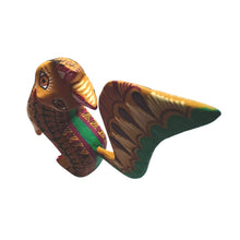 Alebrije Gato Grecas #30 Oaxaca (Mostaza-Negro-Verde)  (Madera de Copal)