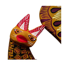Alebrije Gato Grecas #30 Oaxaca (Mostaza-Negro-Verde)  (Madera de Copal)