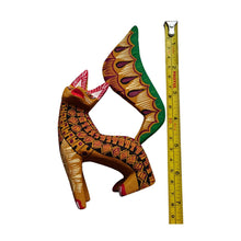 Alebrije Gato Grecas #30 Oaxaca (Mostaza-Negro-Verde)  (Madera de Copal)