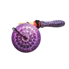 Balero Grecas Juego Tradicional (Madera de Copal Tallado y Pintado a Mano) Morado-Naranja