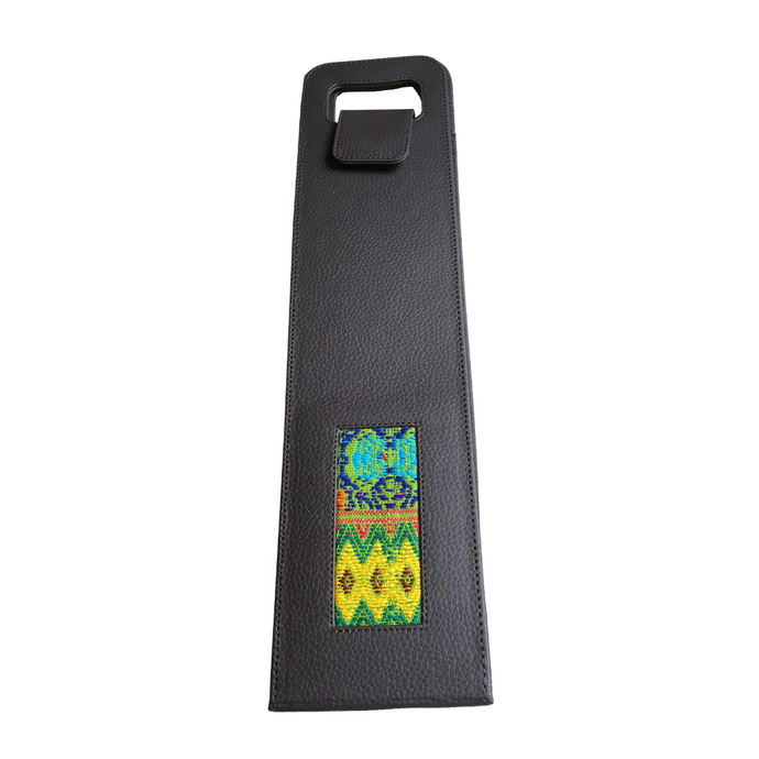 Bolsa 1 Botella de Vino en Curpiel Bordada