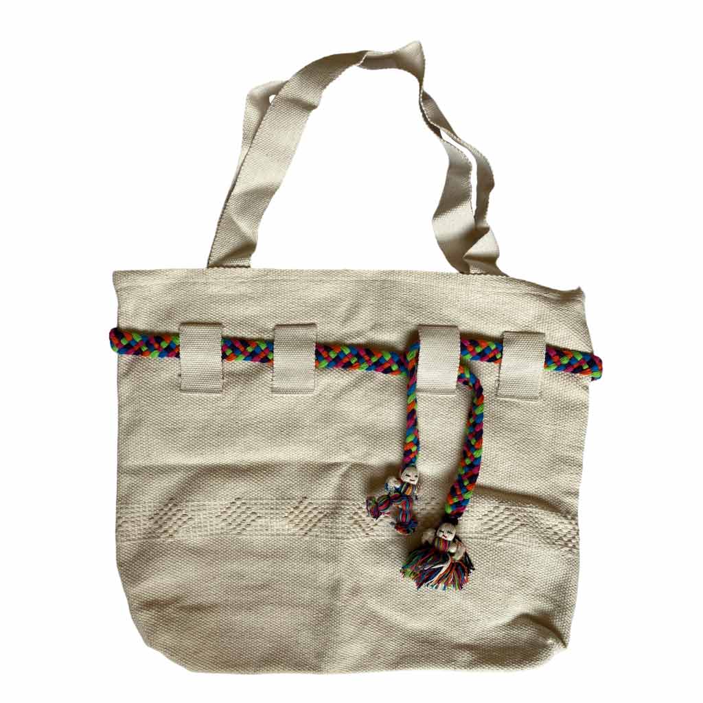 Bolsa Tote Dama, Algodón Tejido, Bordado, Forrada, Jareta, del