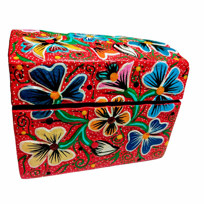 Caja de Madera de Copal Decorada Flores en Relieve (Chica)