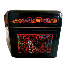 Caja Olinalá Hexagonal Punteado (Negro/Colores)