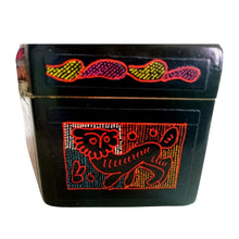Caja Olinalá Hexagonal Punteado (Negro/Colores)