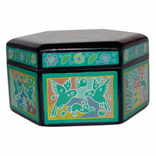 Caja Olinalá Hexagonal (Verde / Negro)