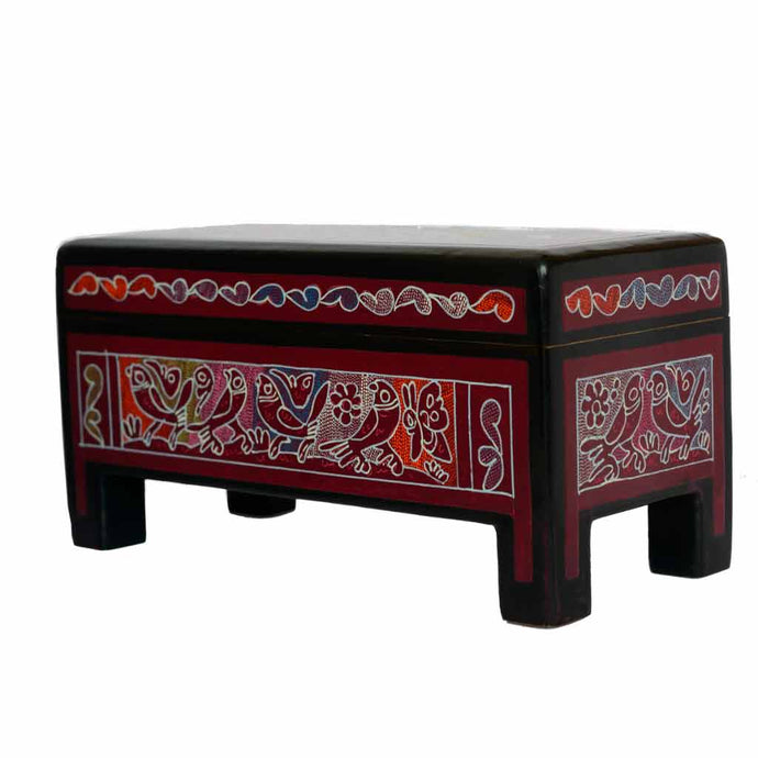 Caja Olinalá Lapicera con Patas (Negra / Morado)