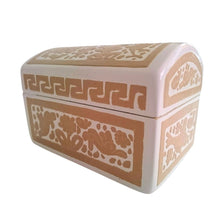 Caja Olinalá Mini Baúl Rayado (Crema/Beige) Conejos