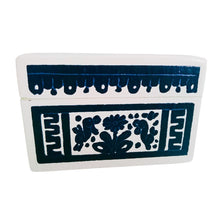 Caja Olinalá Mini Rayado (Blanco /Azul Marino) Conejos