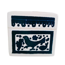 Caja Olinalá Mini Rayado (Blanco /Azul Marino) Conejos