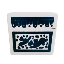 Caja Olinalá Mini Rayado (Blanco /Azul Marino) Conejos