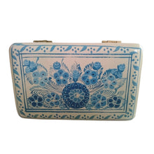Caja Olinalá Mini Barniz (Blanca/Flores Azul Claro)