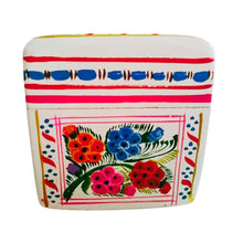 Caja Olinalá Mini Barniz (Blanca/Flores Colores)