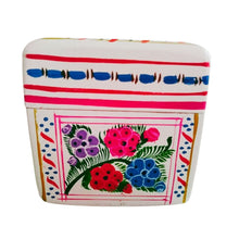 Caja Olinalá Mini Barniz (Blanca/Flores Colores)