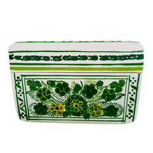 Caja Olinalá Mini Barniz (Blanca/Flores Verde/Amarillo)