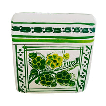 Caja Olinalá Mini Barniz (Blanca/Flores Verde/Amarillo)