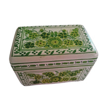 Caja Olinalá Mini Barniz (Blanca/Flores Verde/Amarillo)