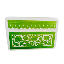 Caja Olinalá Mini Rayado (Blanco /Verde) Venado/Pez/Pájaro