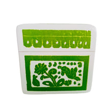 Caja Olinalá Mini Rayado (Blanco /Verde) Venado/Pez/Pájaro