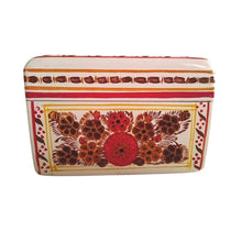 Caja Olinalá Mini Barniz (Crema/Flores Tonos Naranja)