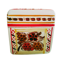 Caja Olinalá Mini Barniz (Crema/Flores Tonos Naranja)