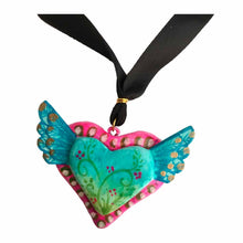 Collar Corazón Angelito Turquesa (Papel Mache)