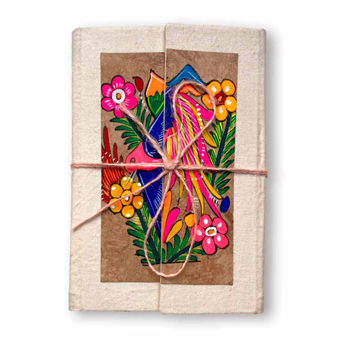 Libreta Artesanal con decorado de Papel Amate (Pintado a Mano)
