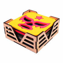 OxM.Mx Luchavasos Juego de 5 portavasos con diseño de máscara de luchador