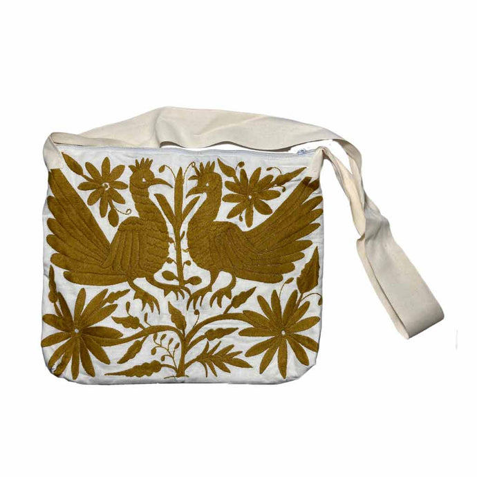 OxM.Mx Bolsa Morral Grande Dama Bordada en Tenango Artesanía otomí mexicana realizada en Tenango de Doria, Hidalgo. Producto Mexicano. Producto Artesanal. Hecho en México.