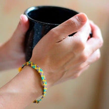 Pulsera Triángulos Miyuki Amarillo Turquesa