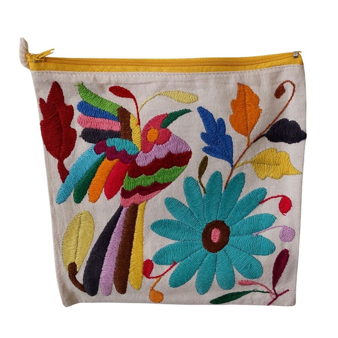 Bolsa Morral Chica Bordada en Tenango [Ave flor azul ) #7