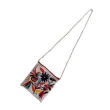 Bolsa Morral Chica Bordada en Tenango [Dos colibríes flor azul marino ) #14