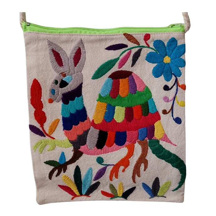 Bolsa Morral Chica Bordada en Tenango [Tortuga multicolor ) #5