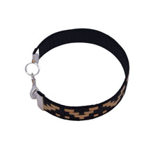 Brazalete Tejido en Palma Broche Metálico  [Azul Marino/Natural)