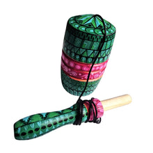 Balero Grecas Juego Tradicional (Madera de Copal Tallado y Pintado a Mano) Verde-Azul-Negro-Rosa