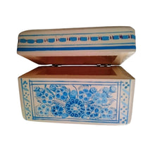 Caja Olinalá Mini Barniz (Blanca/Flores Azul Claro)