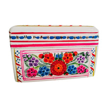 Caja Olinalá Mini Barniz (Blanca/Flores Colores)
