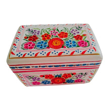 Caja Olinalá Mini Barniz (Blanca/Flores Colores)