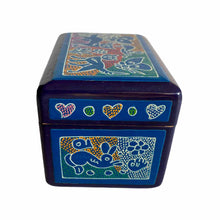 Caja Olinalá Mini (Azul / Negro) [Perros/ Corazones]