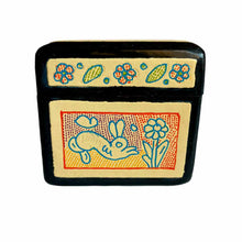 Caja Olinalá Mini (Amarillo / Negro) [Conejo / Flores]