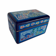 Caja Olinalá Mini (Azul / Negro) [Venados / Peces]