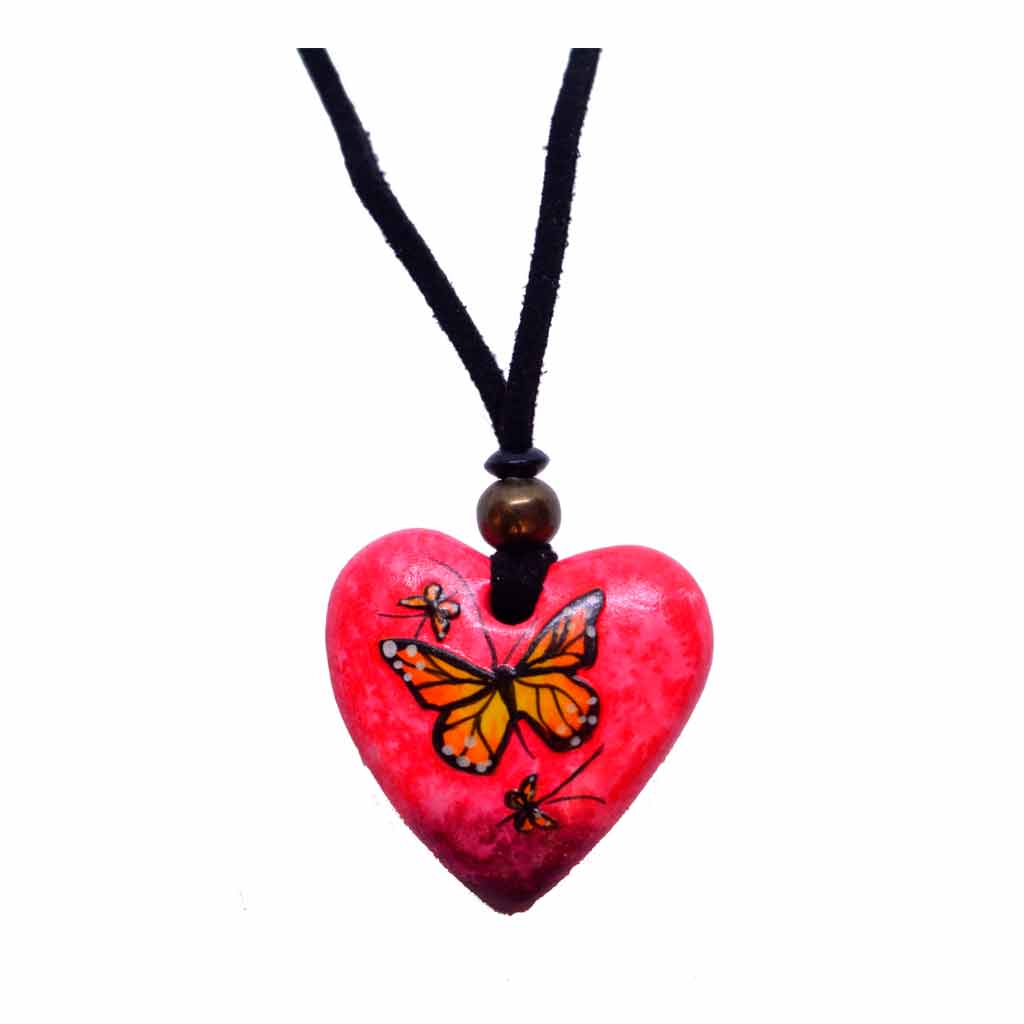Collar Corazón Mariposa Monarca (Papel Mache)