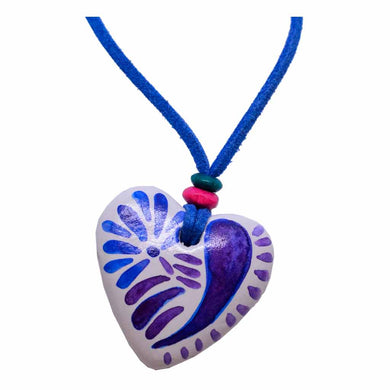 Collar Corazón Talavera Azul (Papel Mache)